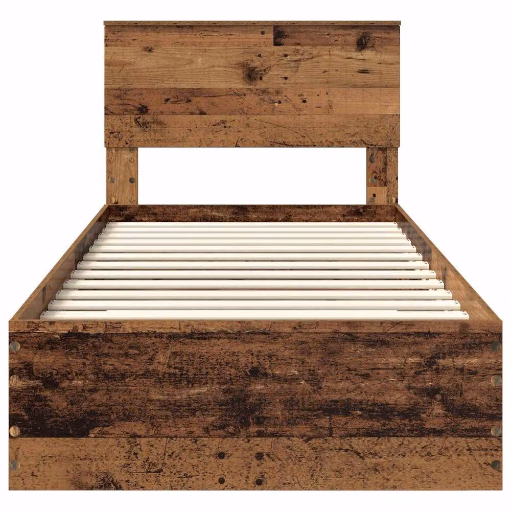 Berkfield Home Modern Bed Frame with Drawers in Old Wood Brown, W/D/H: 90 x 190 cm – 3