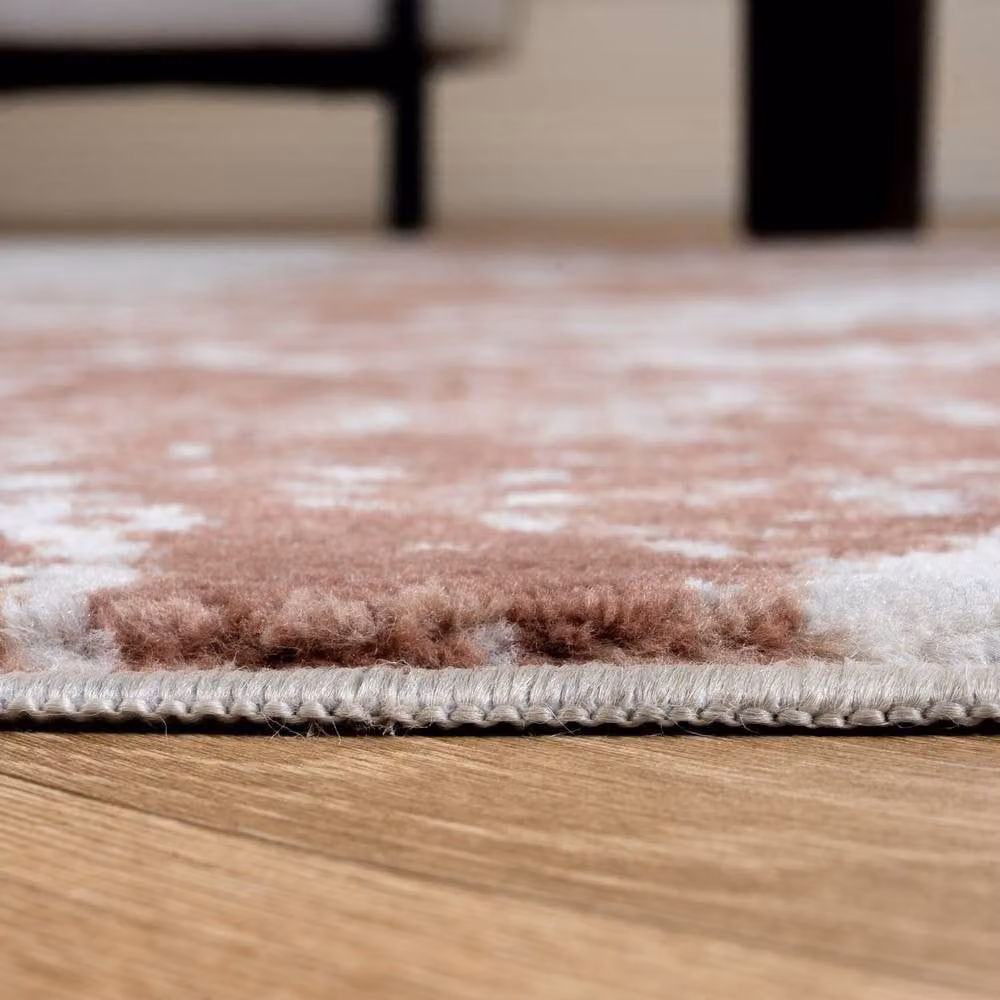 THE RUGS Elaris Stain Resistant Abstract Distressed Area Rug, Pink, W: 80 cm, L: 150 cm – 3