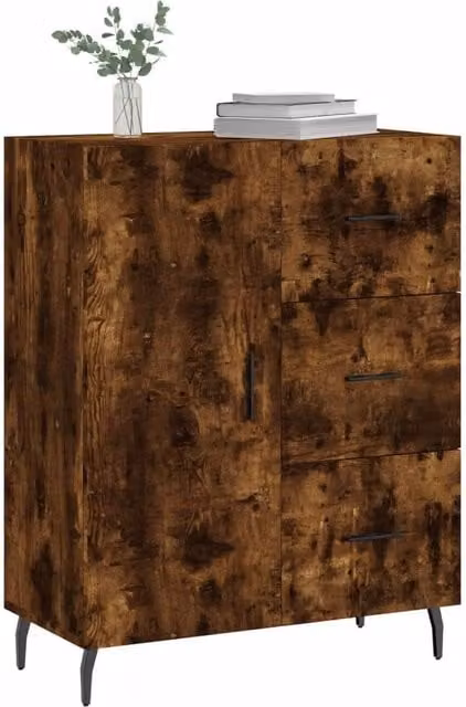 Berkfield Home Smoked Oak Sideboard in Brown, W/D/H: 69.5 x 34 x 90 cm – 1
