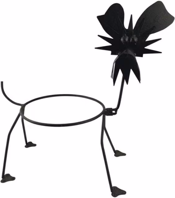 Garden Pride Minimalist Round Metal Dog Pot Holder in Black