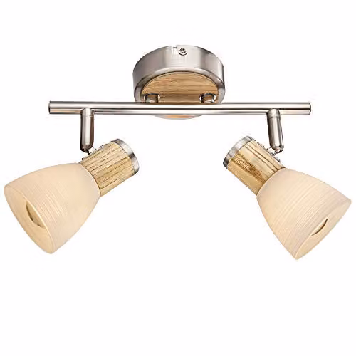 Globo Lighting Wall Design Light Fitting in Beige and Grey with Wood and Glass Details