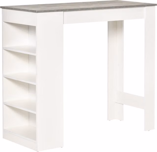 HOMCOM Grey Bar Table with 4-Tier Storage Shelf and Rectangular Top – 1