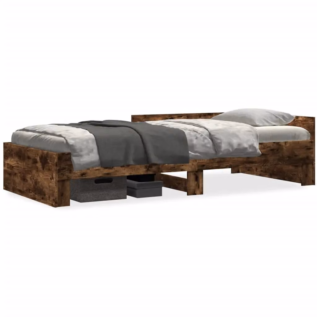 Berkfield Home Small Single Bed Frame in Smoked Oak Brown, W/D/H: 75 x 190 cm – 2