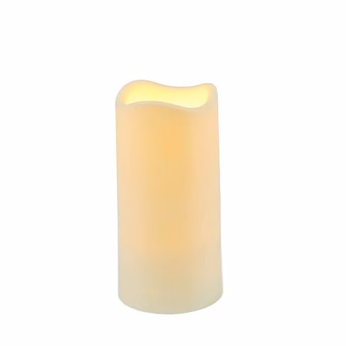 Lights4fun Solar Powered Warm White Flickering Flame LED Flameless Outdoor Pillar Candle, White, H 15 cm x W 7.5 cm x D 7.5 cm – 2