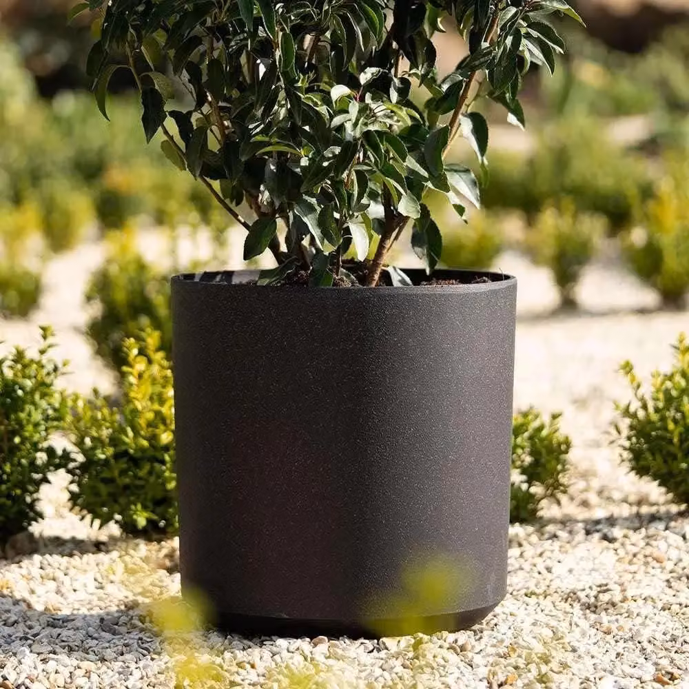 Primrose Black Plastic Cylinder Outdoor Planter Pot, Diameter: 28 cm – 3