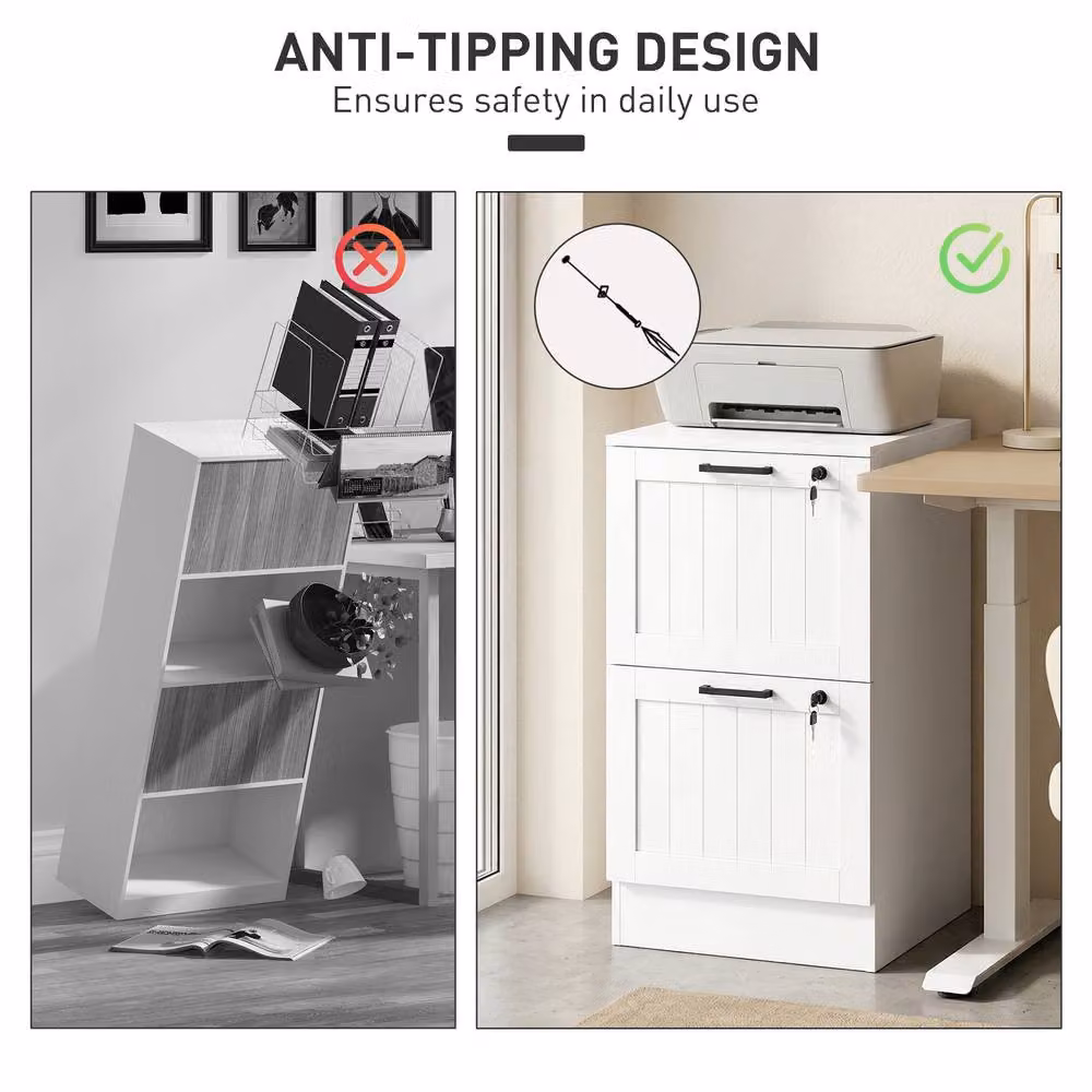 STILVORA White Matt Filing Cabinet with 2 Lockable Drawers – 5