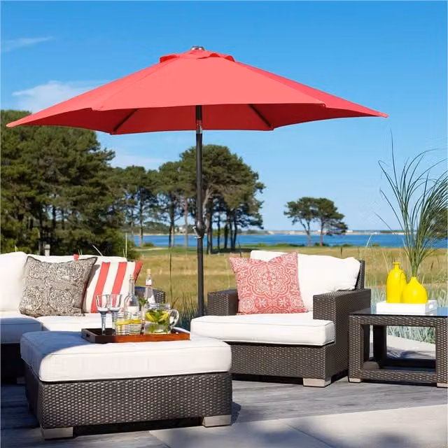 Yaheetech Red 2.3m Patio Umbrella with 6 Ribs and Central Pole