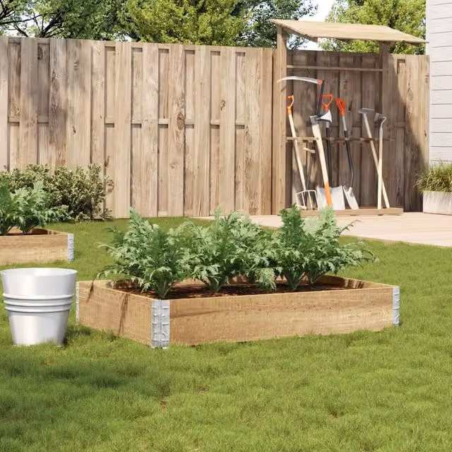 Berkfield Wooden Raised Bed Planter in Brown, W: 100 cm, D: 50 cm, H: 50 cm – 1