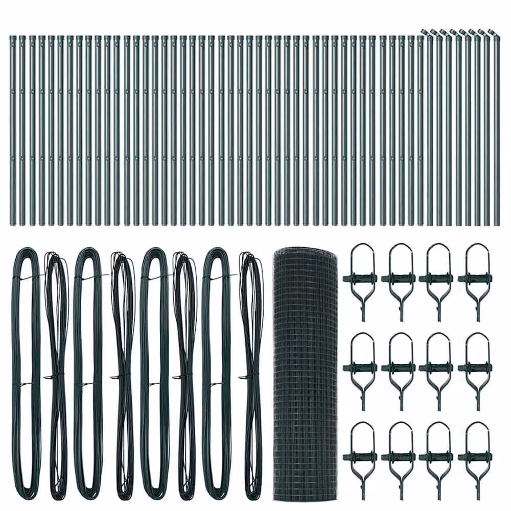 Berkfield Home Green Steel Welded Wire Fence with 13 Posts, 0.5 x 100 m – 4