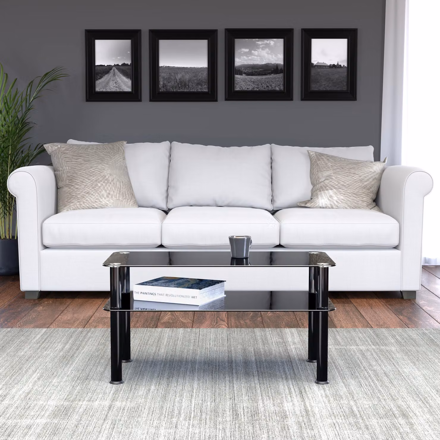 AVF Classic Rectangular Glass Coffee Table in Black, W: 80 cm, D: 40 cm – 4