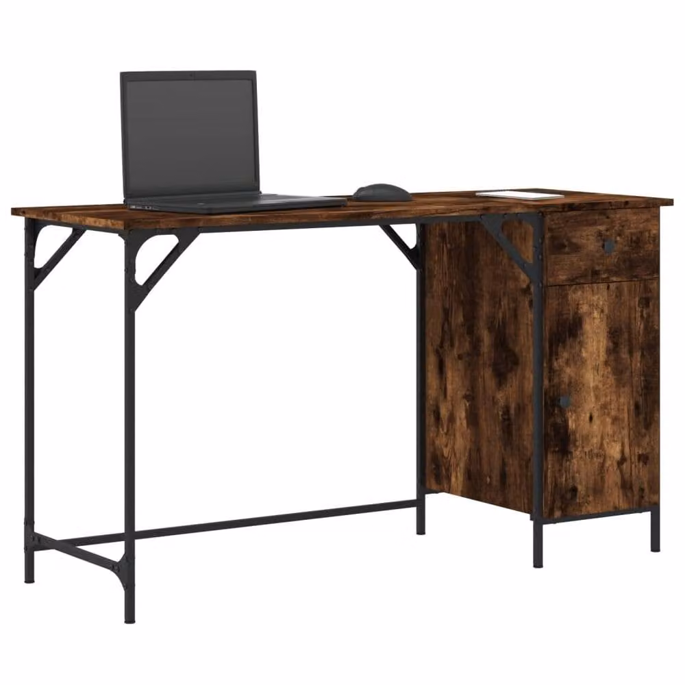 Berkfield Home Computer Desk in Smoked Oak Brown, W/D/H: 131 x 48 x 75 cm – 2