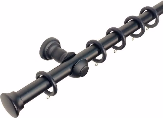 Lister Cartwright 28 mm Wooden Curtain Pole, Length: 120 cm, available in Brown or Black