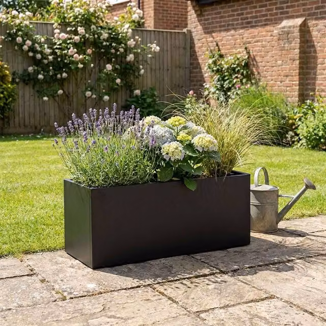 Nicoman Black Galvanised Steel Metal Planter Box W/D/H: 80 x 30 x 40 cm – 1