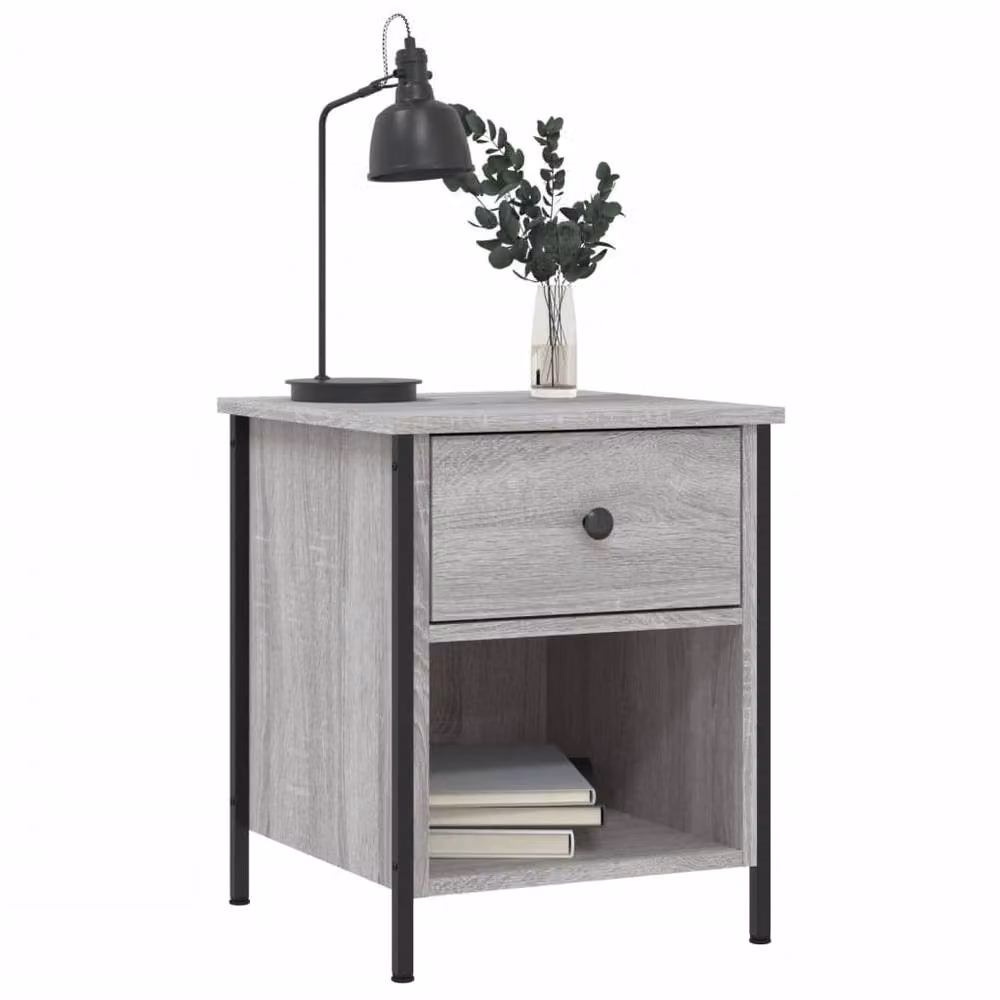 Berkfield Home Set of 2 Durable Bedside Cabinets in Grey Sonoma, W/D/H: 40 x 42 x 50 cm – 3