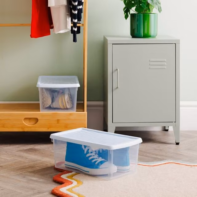 Wham Stackable Rectangular Storage Box with Lid, Blue Transparent, 9l