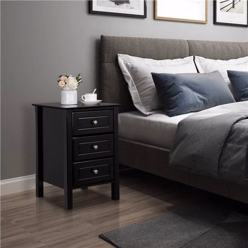 EONLION Black 3-Drawer Bedside Table Chest – 3