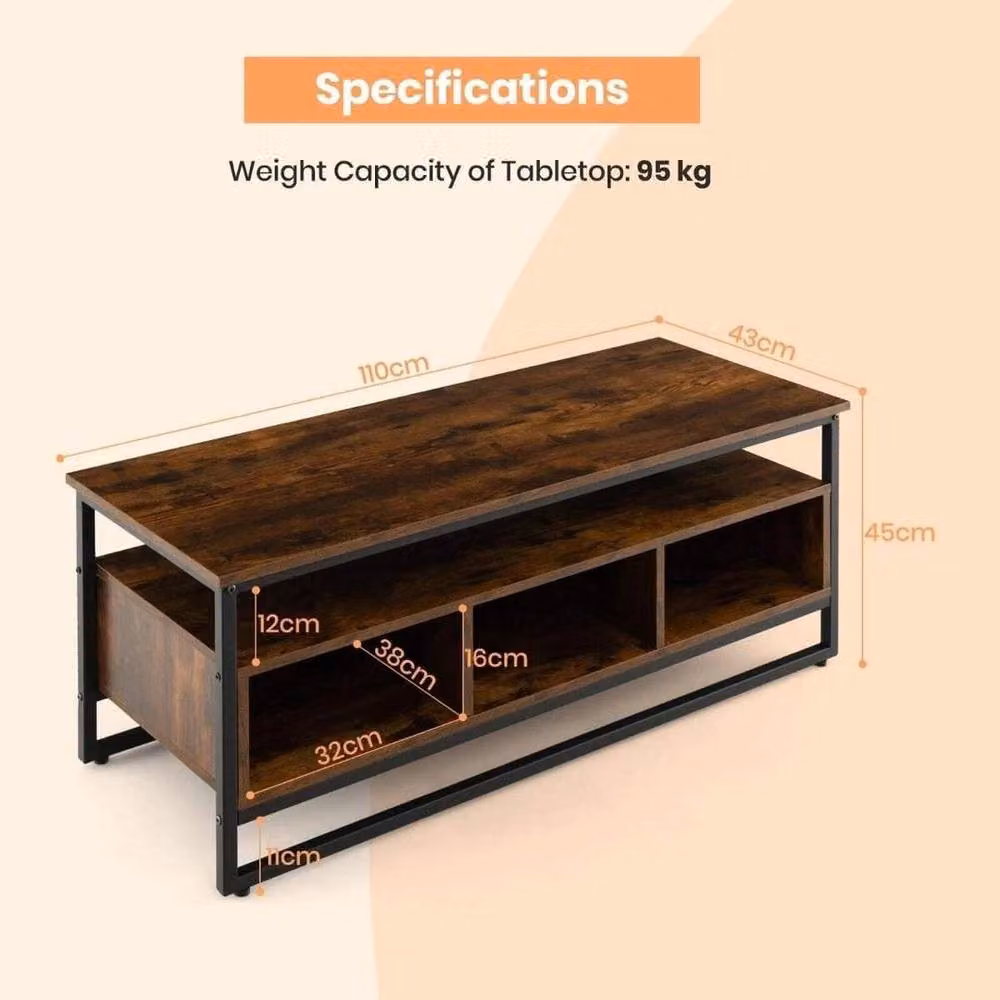 FORGEVIO Industrial 3-Tier Coffee Table in Brown – 2