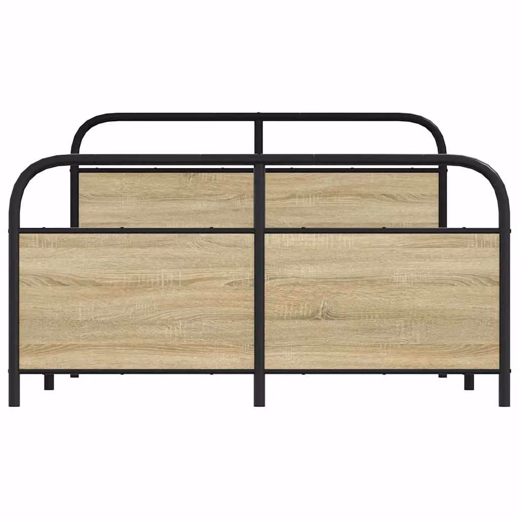 Berkfield Home Metal Bed Frame in Sonoma Oak Brown, W/D/H: 137 x 190 cm – 2
