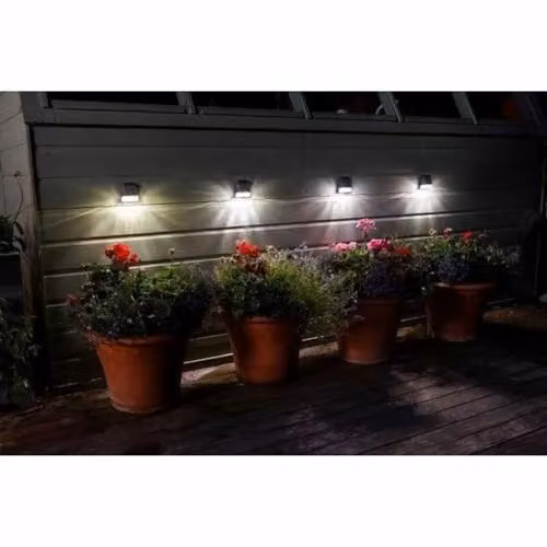 Smart Garden Solar Powered LED Wall and Post Fence Lights, 4 Pack, Black with Multicolour RGB Lighting – 3
