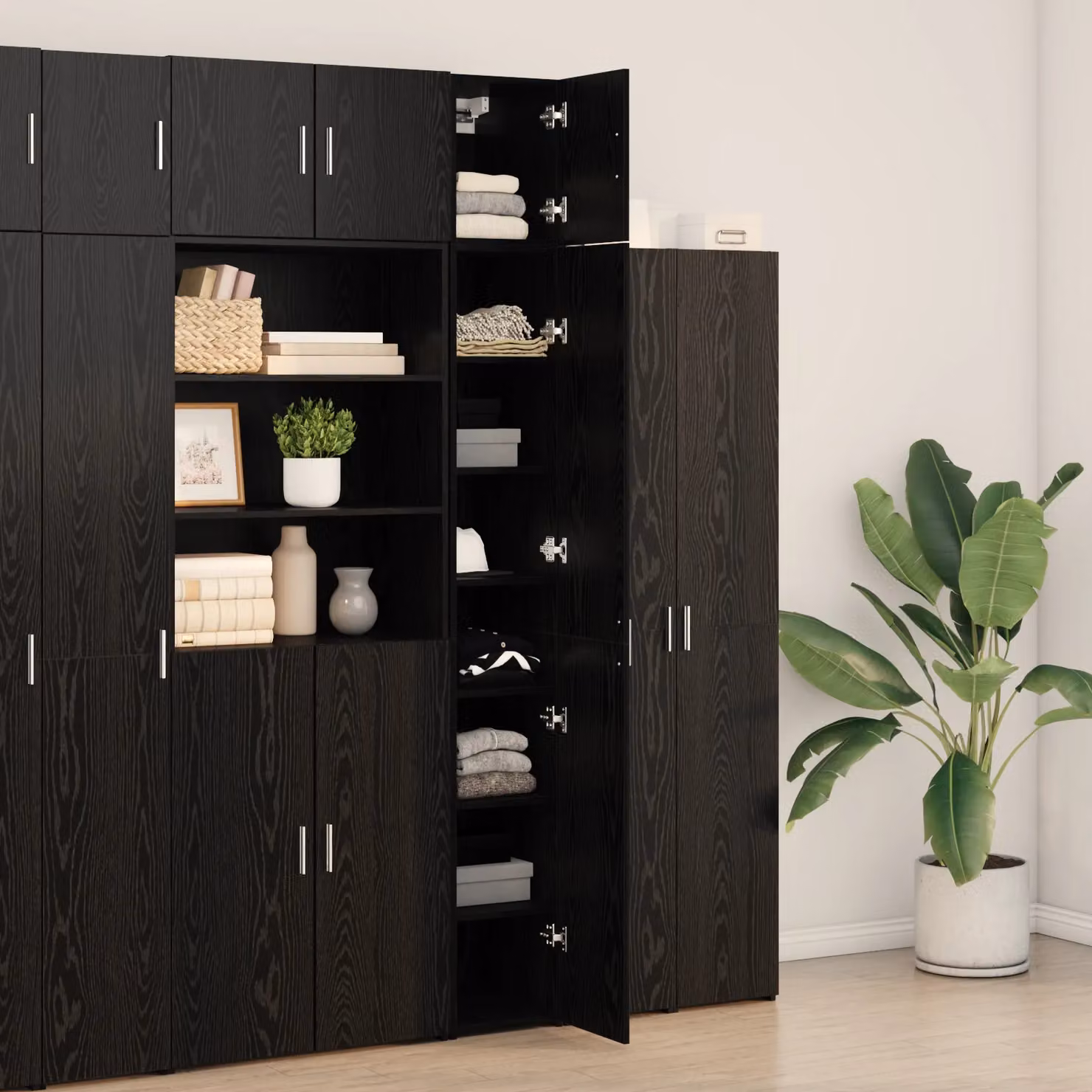 Berkfield Home Slim Storage Cabinet in Black Oak, W/D/H: 30 x 22.5 x 225 cm – 2
