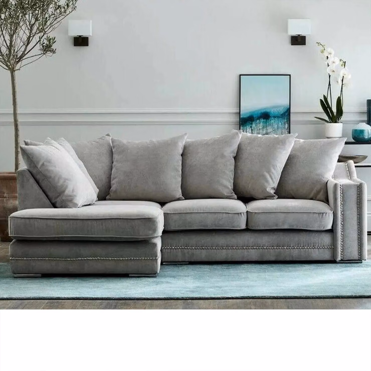 Furnishings For Less UK Kensington Deluxe Chenille 3-4 Seater L-Shaped Corner Sofa, Left Hand Facing, Charcoal Grey – 2