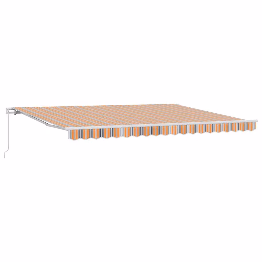 Berkfield Home Manual Retractable Polyester Awning in Multicolour Orange Stripe, W: 450 cm, D: 300 cm – 3