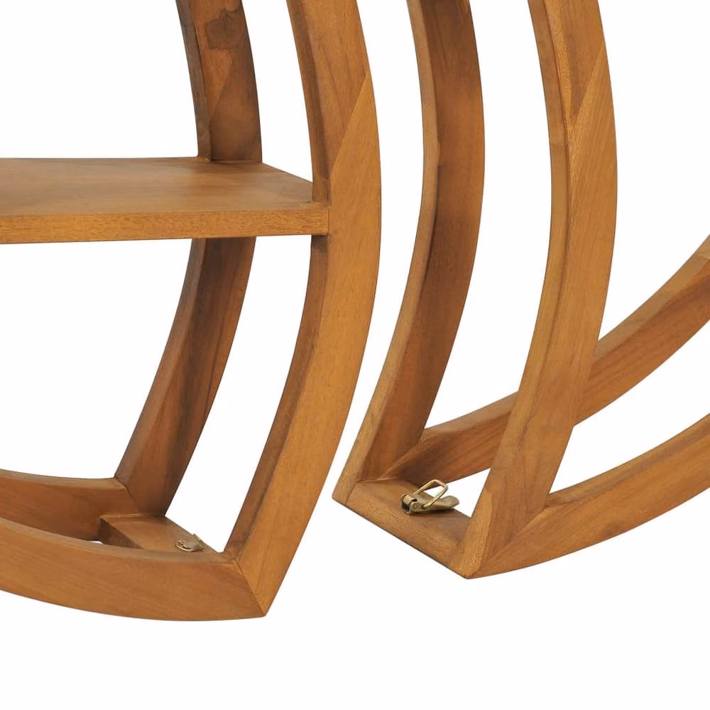 Berkfield Home Yin Yang Wall Shelf in Brown Solid Teak Wood, W/D/H: 100 x 20 x 100 cm – 2