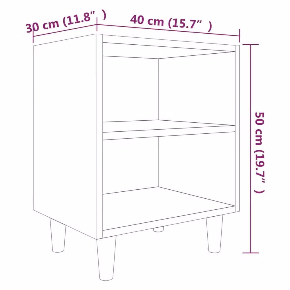 Berkfield Home Bed Cabinet in Smoked Oak Brown with Solid Wood Legs, W/D/H: 40 x 30 x 50 cm – 5