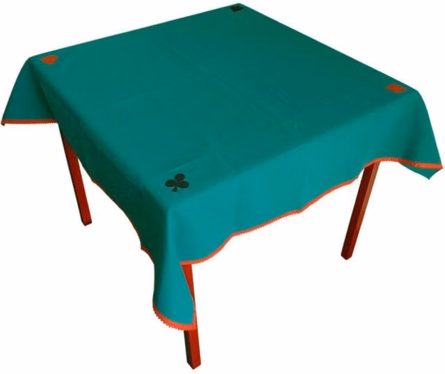 JYW Striped Poker Bridge Gaming Tablecloth, Green and Red, Polyester, Square