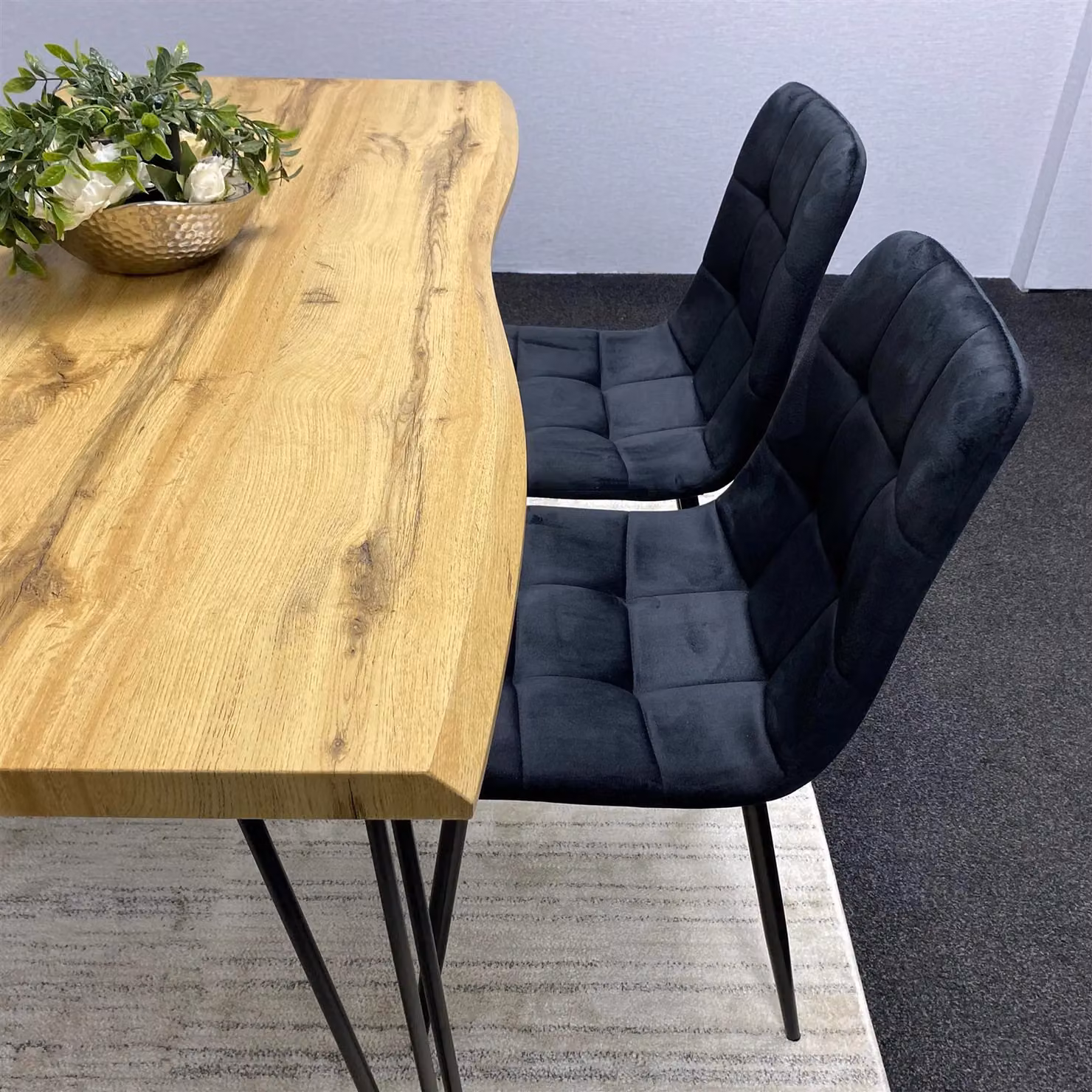 KOSY KOALA Rustic Brown Wooden Rectangular Dining Table with 4 Black Chairs, W/D/H: 120 x 77 x 75 cm – 2
