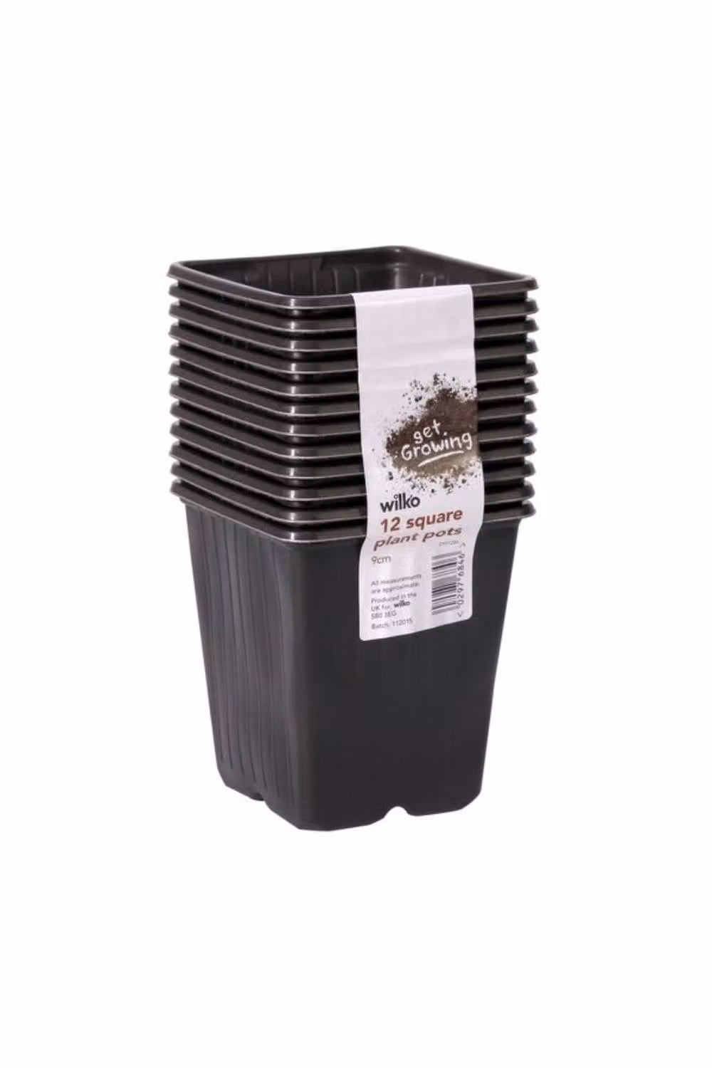 KDMD Black Square Plastic Planter Pots, 5 Pack of 12, Diameter: 9 cm – 2