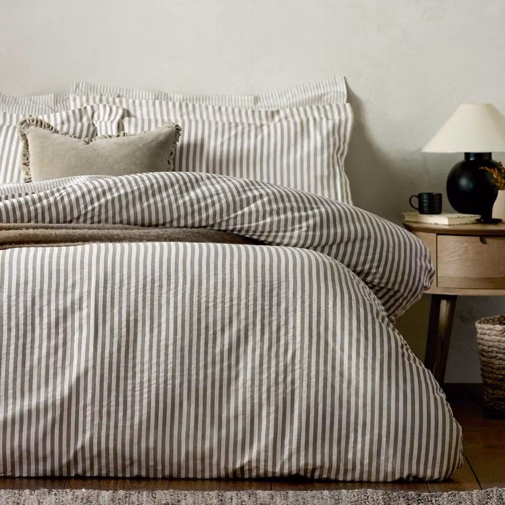 Yard Hebden Striped 100% Cotton Pillowcase Pair in Brown – 2