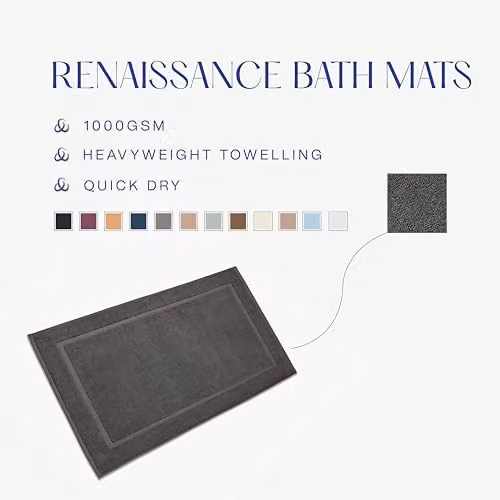 Christy Renaissance Luxury 100% Cotton Towelling Bath Mat, Grey, W: 52 cm x D: 90 cm x H: 1 cm – 2