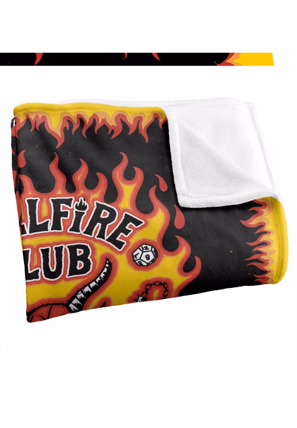 Stranger Things Hellfire Club Logo Flames Blanket, White and Multicolour, W: 152 cm, H: 127 cm – 3
