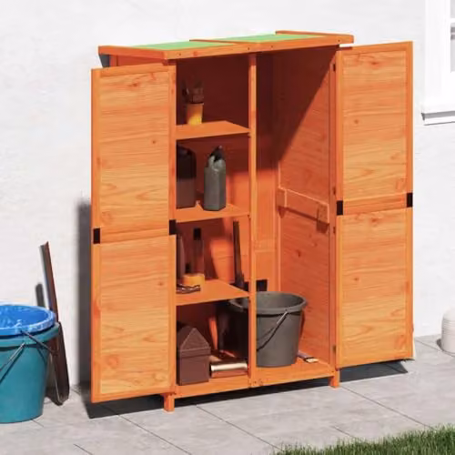 vidaXL Tall Garden Tool Cabinet in Brown Solid Pine Wood, W/D/H: 83 x 57 x 140 cm – 2