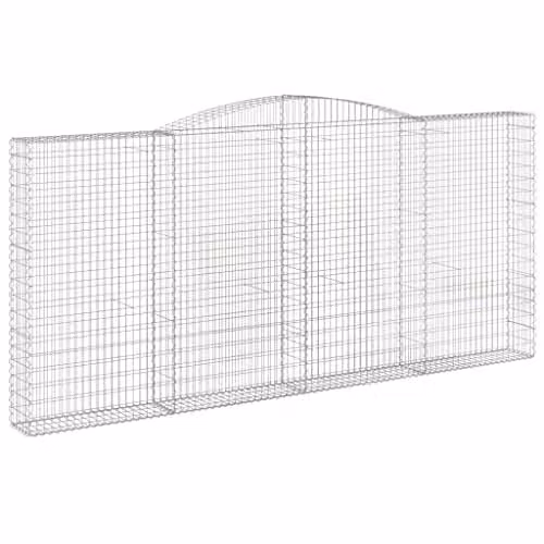 vidaXL Arched Gabion Baskets, 2 Pieces, Silver Galvanised Steel, W: 400 cm, D: 30 cm, H: 180/200 cm