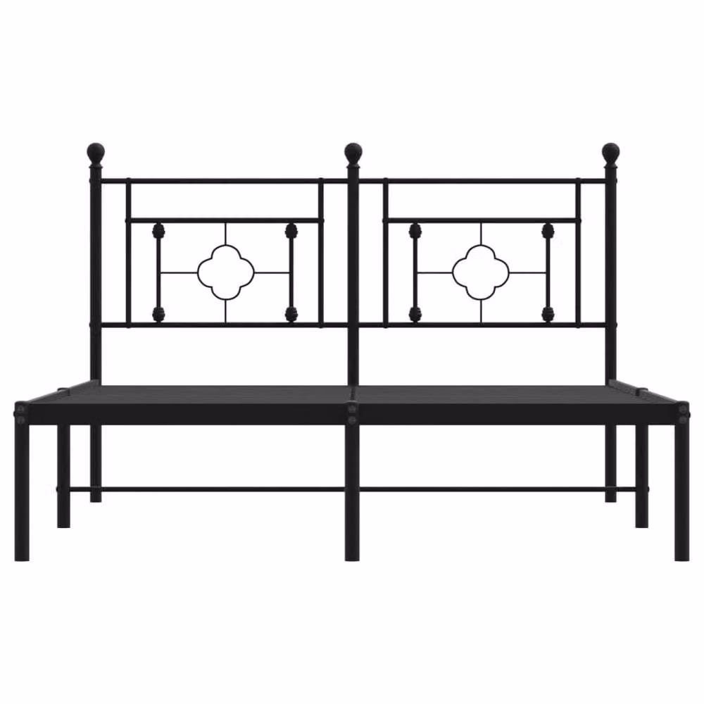 Berkfield Home Metal Bed Frame with Headboard, Black, W: 140 cm, D: 200 cm, H: 97 cm – 3