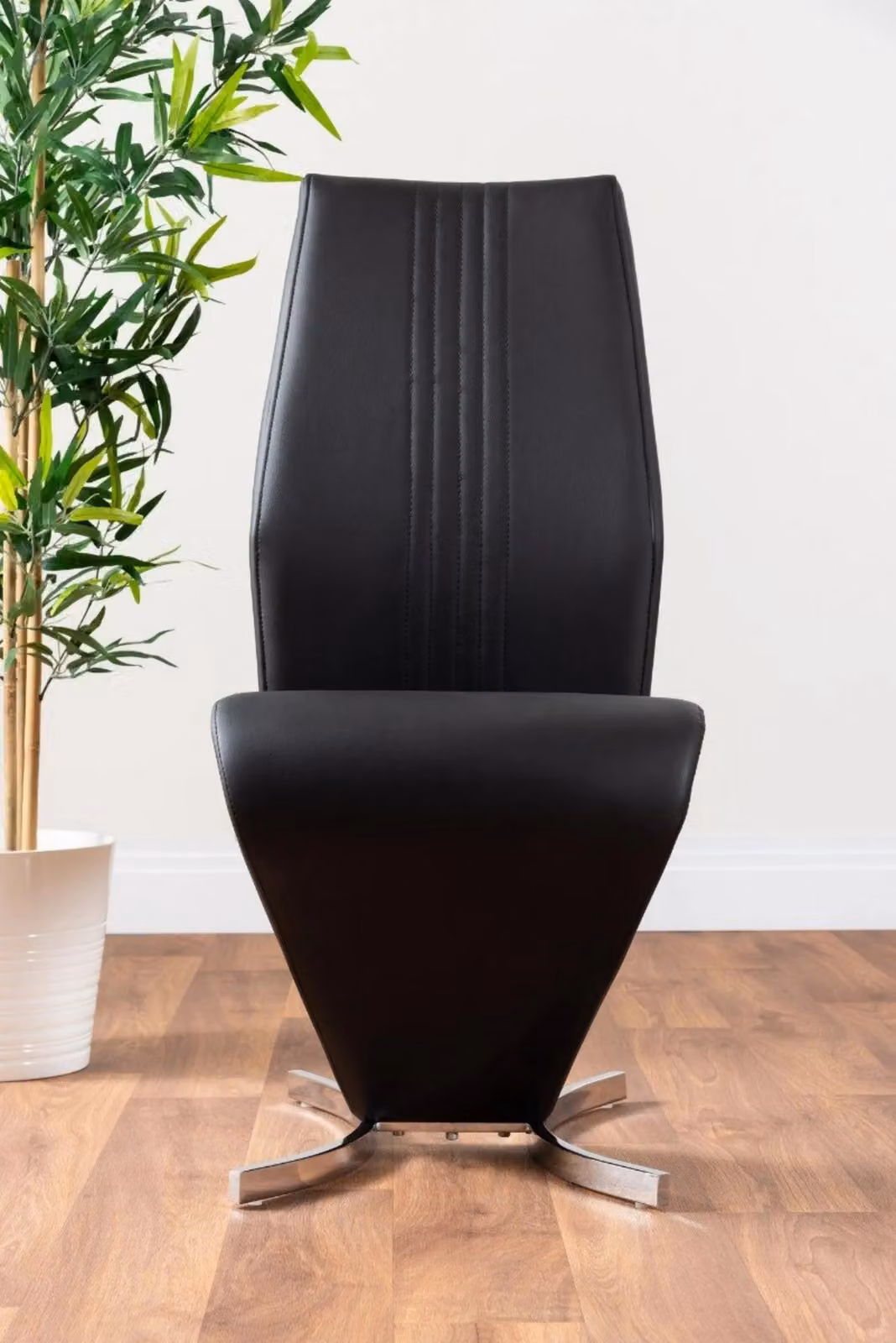 FurnitureboxUK Santorini Round Brown Wood Effect Dining Table and 6 Black Willow Chairs – 3