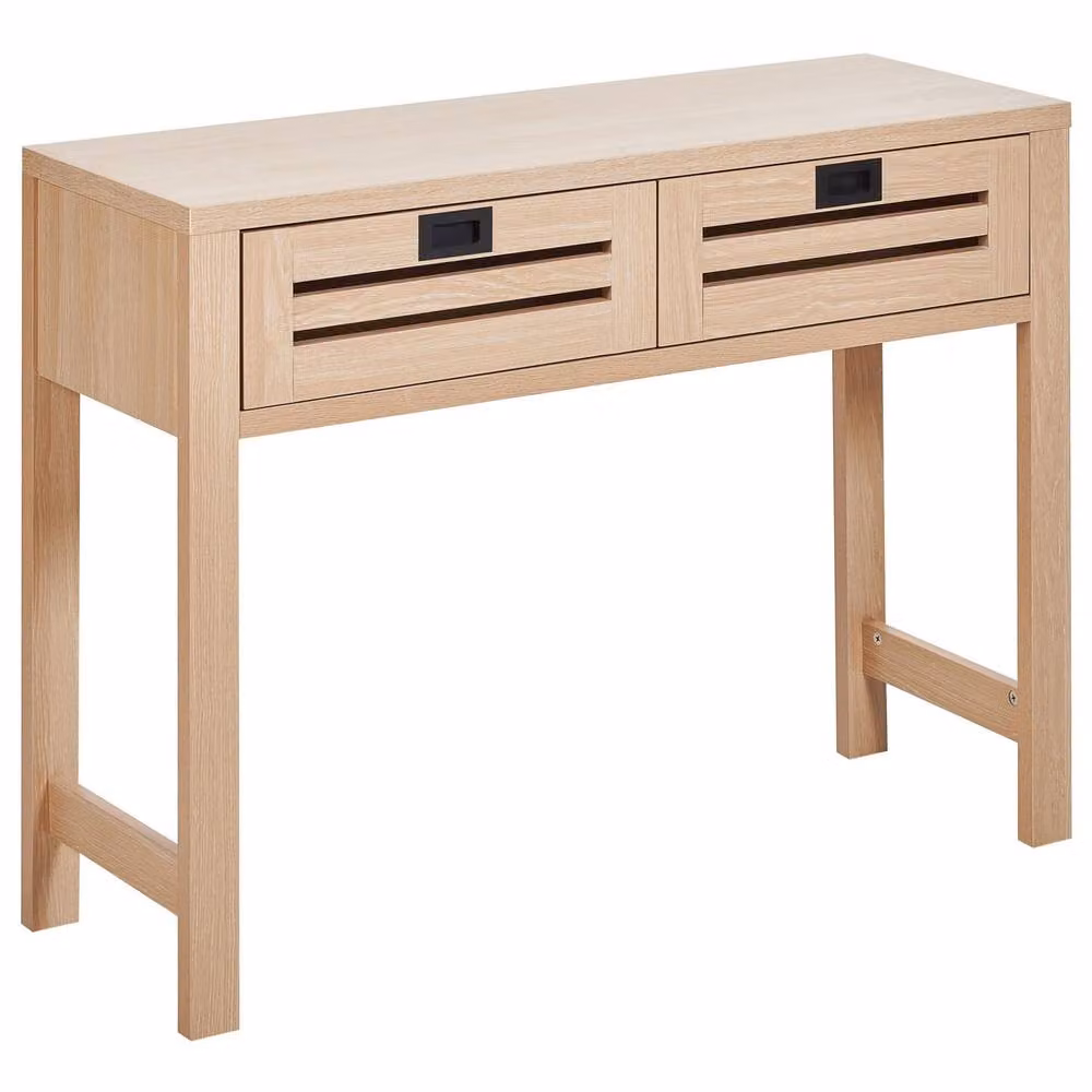Wyld and Coco Console Table in Light Brown and Black with Two Drawers – 2