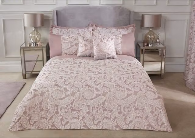NewEdgeBlinds Duchess Jacquard Duvet Cover in Pink, 90 x 200 cm