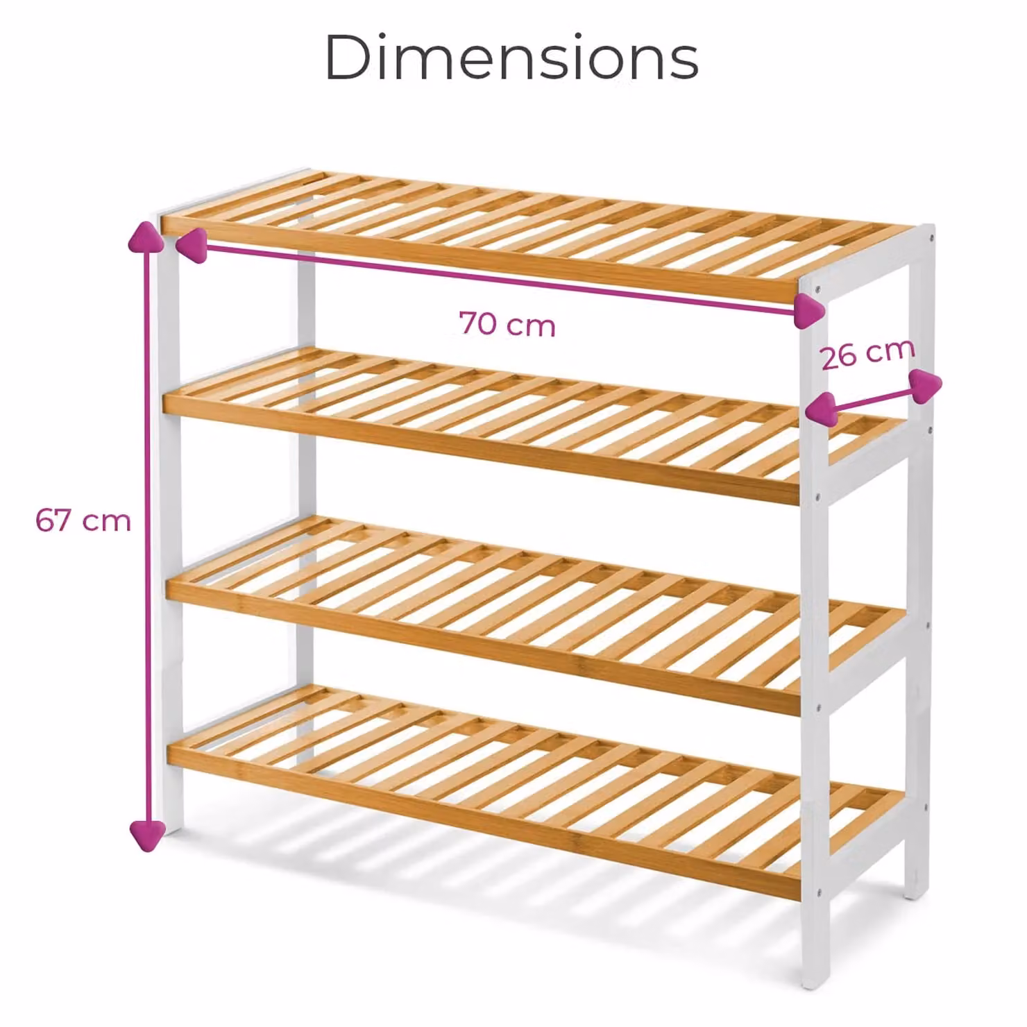 Neo 4 Tier Bamboo Wooden Shoe Storage Rack in White – 5