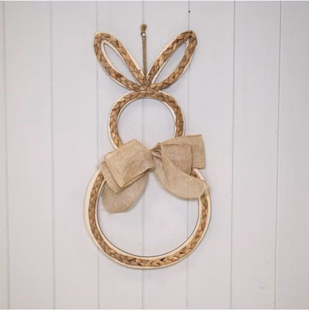 KDMD Rabbit Shaped Decorative Wreath in Beige Rattan