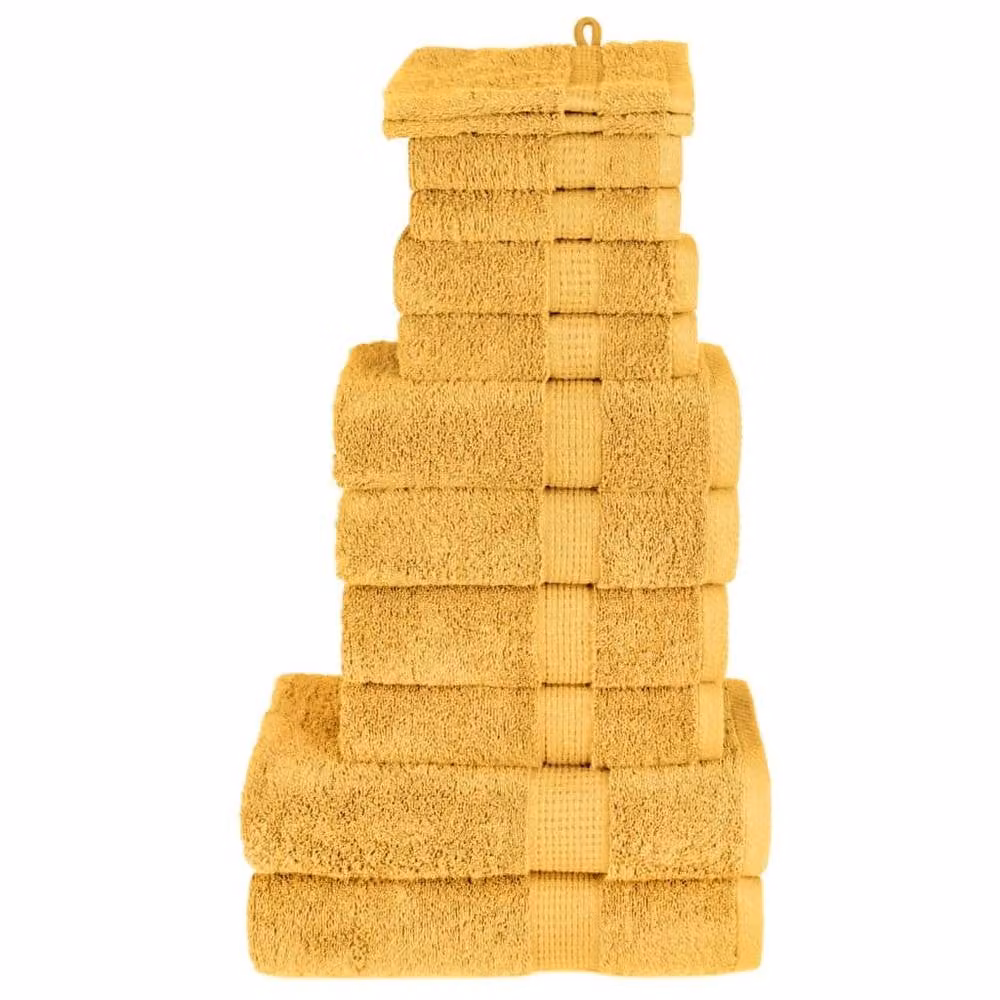 Berkfield Home SOLUND 12 Piece Premium Cotton Terry Towel Set in Gold, 600 gsm – 2