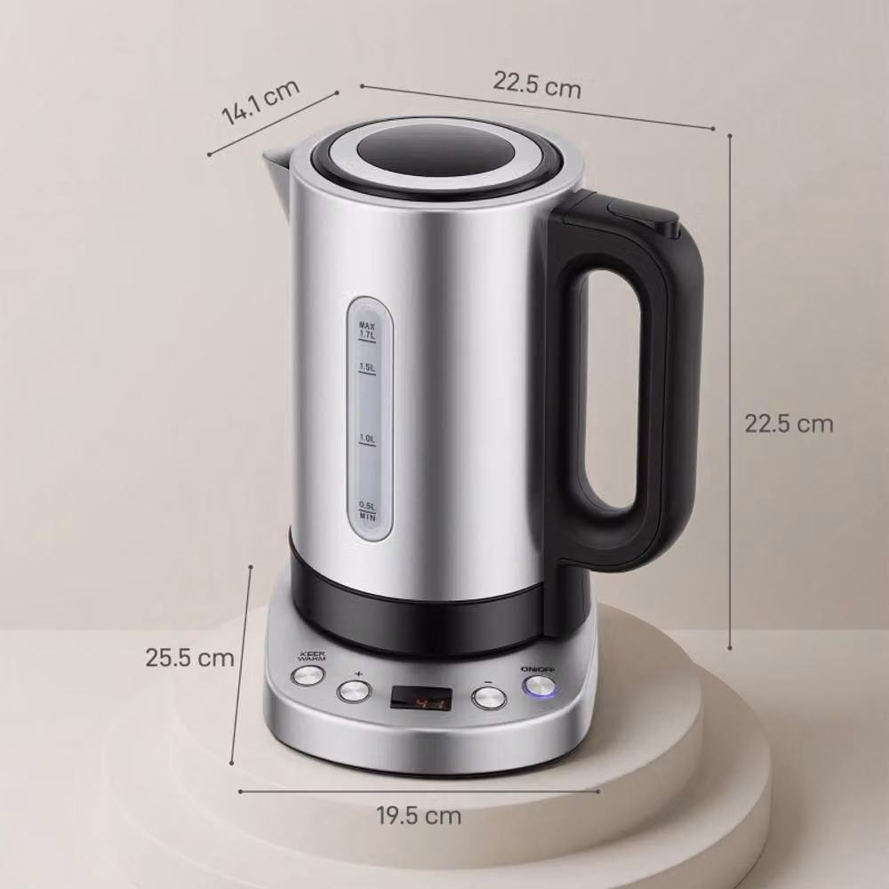 Rolipo 1.7 l Fast Boil Electric Kettle with LCD Display and Keep Warm Function in Silver – 3