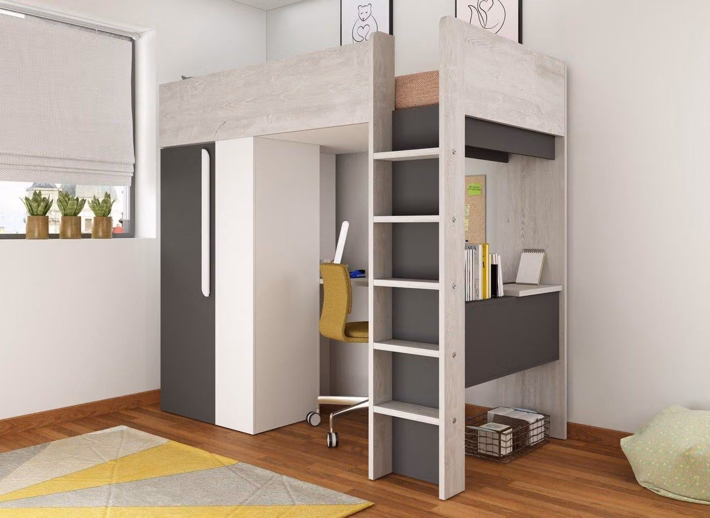 Dreams Liam High Sleeper Single Bed in White and Multicolour