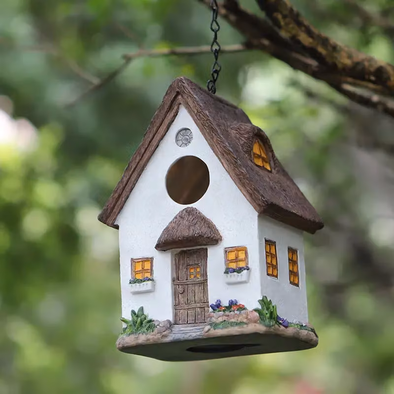 Leaper White Handmade Resin Hanging Bird Feeder for Outdoor Garden Decoration – 2