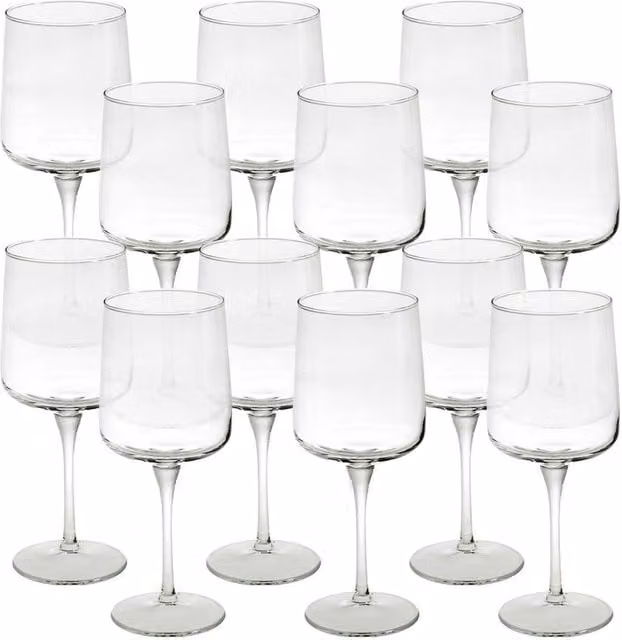 EONLION Set of 12 Transparent Glass Wine Goblets, 430 ml