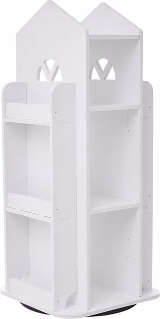 Kidkid 4-Tier Castle Rotating Bookshelf for Children, White