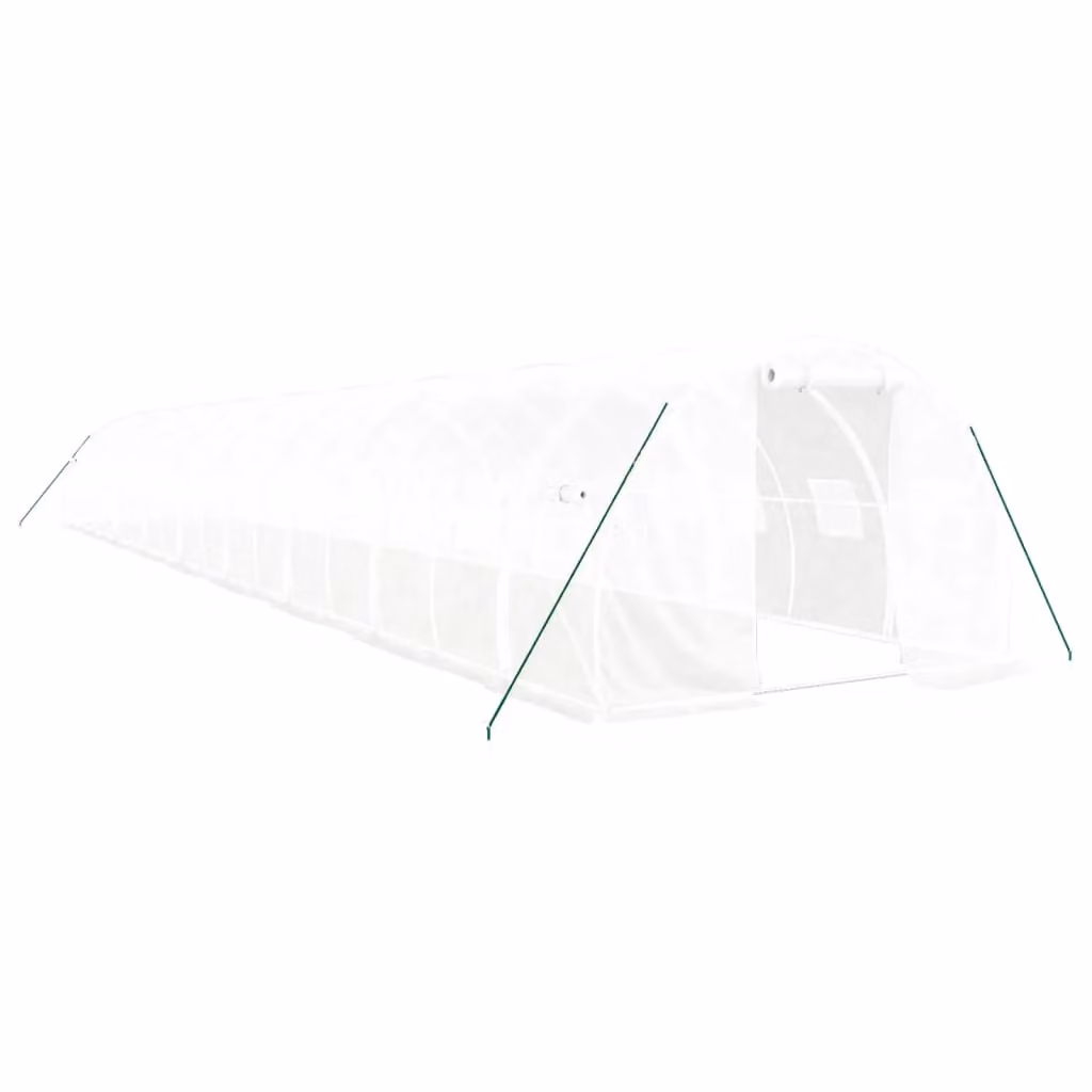 Berkfield Home Freestanding Greenhouse with Steel Frame and Plastic Cover, White, W/D/H: 18 x 3 x 2 m – 2