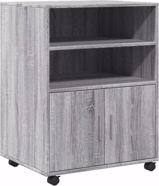 Berkfield Home Grey Sonoma Rolling Cabinet with Hinged Doors and Internal Shelves, W/D/H: 60 x 48 x 81 cm